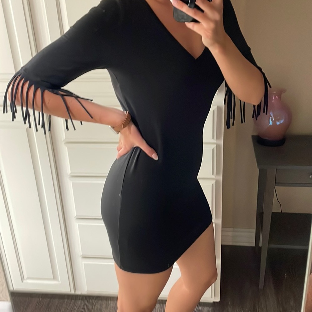 Kittenish black fringe dress